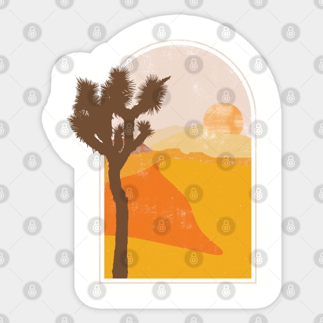 Joshua Tree Desert Minimalist Landscape Illustration Sticker by goodwordsco